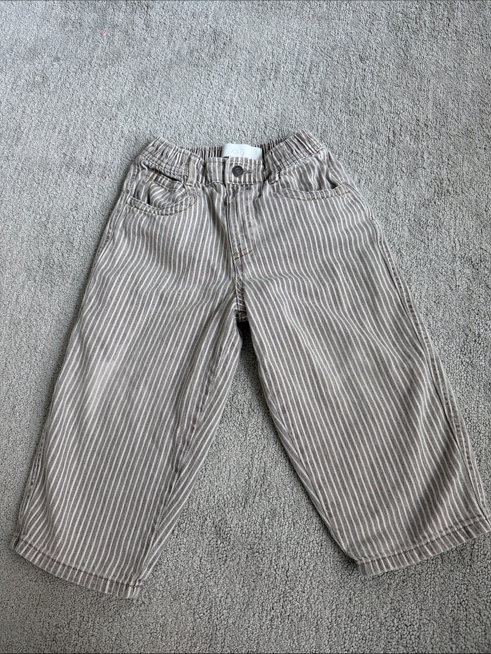 Zara Kids Beige and White Striped Casual Pants